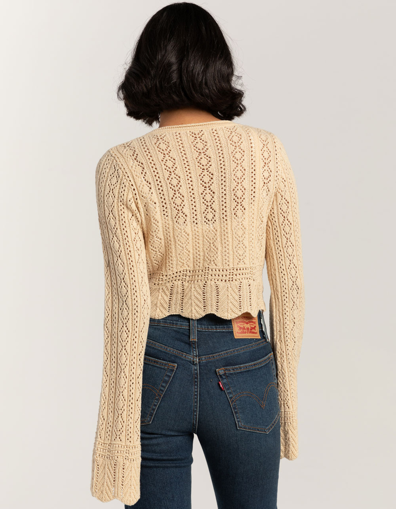 RSQ Womens Pointelle Tie Front Top image number 3