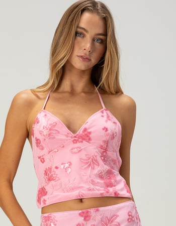 FULL TILT Womens Beaded Halter Top Primary Image