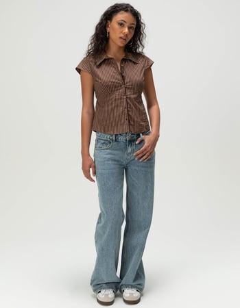 RSQ Womens Button Up Shirt Alternative Image