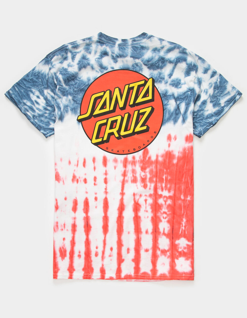 SANTA CRUZ Classic Dot Mens Red White & Blue Tie Dye T-Shirt image number 0