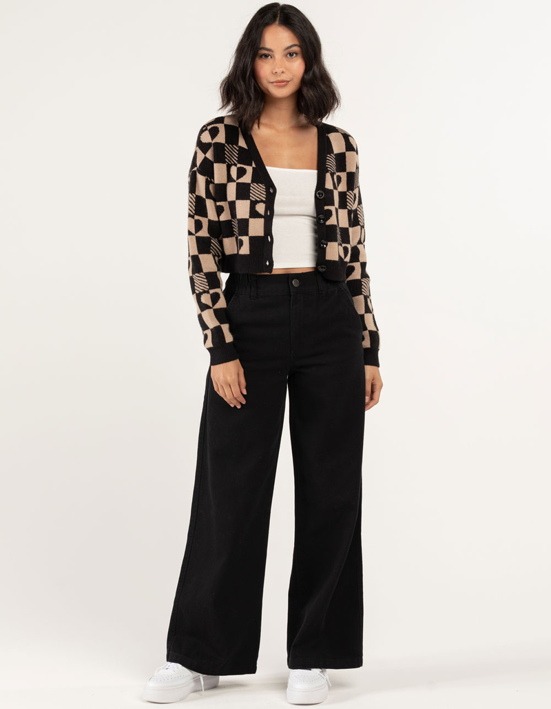RSQ Womens Checkered Crop Cardigan image number 3