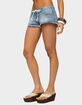 EDIKTED Robe Tie Denim Micro Shorts image number 2