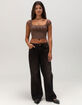 FULL TILT Rouched Lace Womens Top image number 2