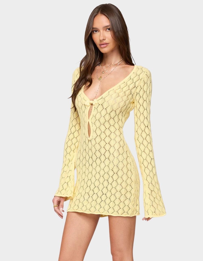 EDIKTED Brie Cut Out Crochet Mini Dress image number 0