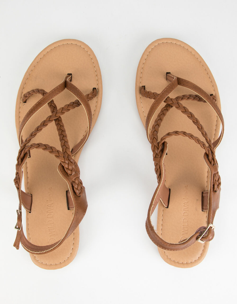 WILD DIVA Braid Ankle Strap Tan Womens Sandals image number 4