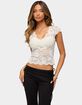 EDIKTED Elza Scalloped Sheer Lace Top image number 1
