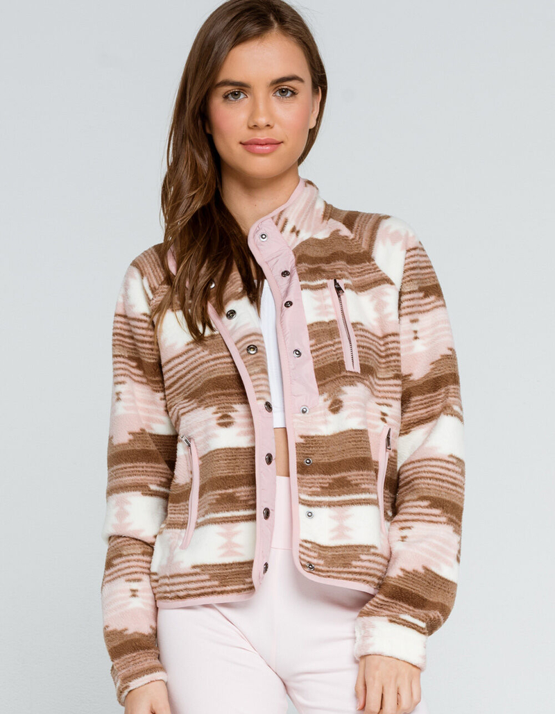 SKY AND SPARROW Native Polar Fleece Womens Pink Jacket image number 0