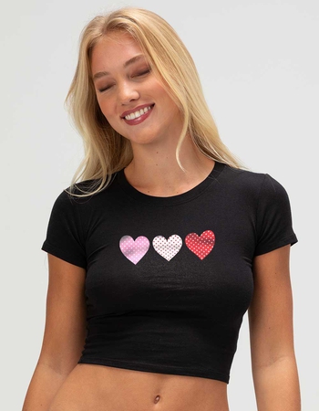 HEARTS Mini Heart Trio Womens Baby Tee Primary Image