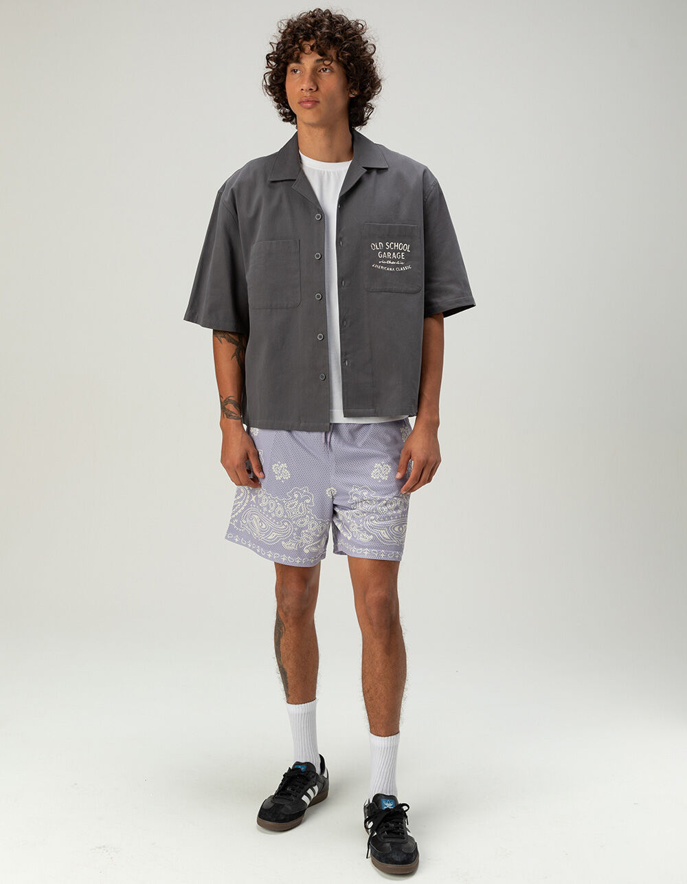 RSQ Mens Graphic Twill Button Up Shirt - DARK GRAY | Tillys