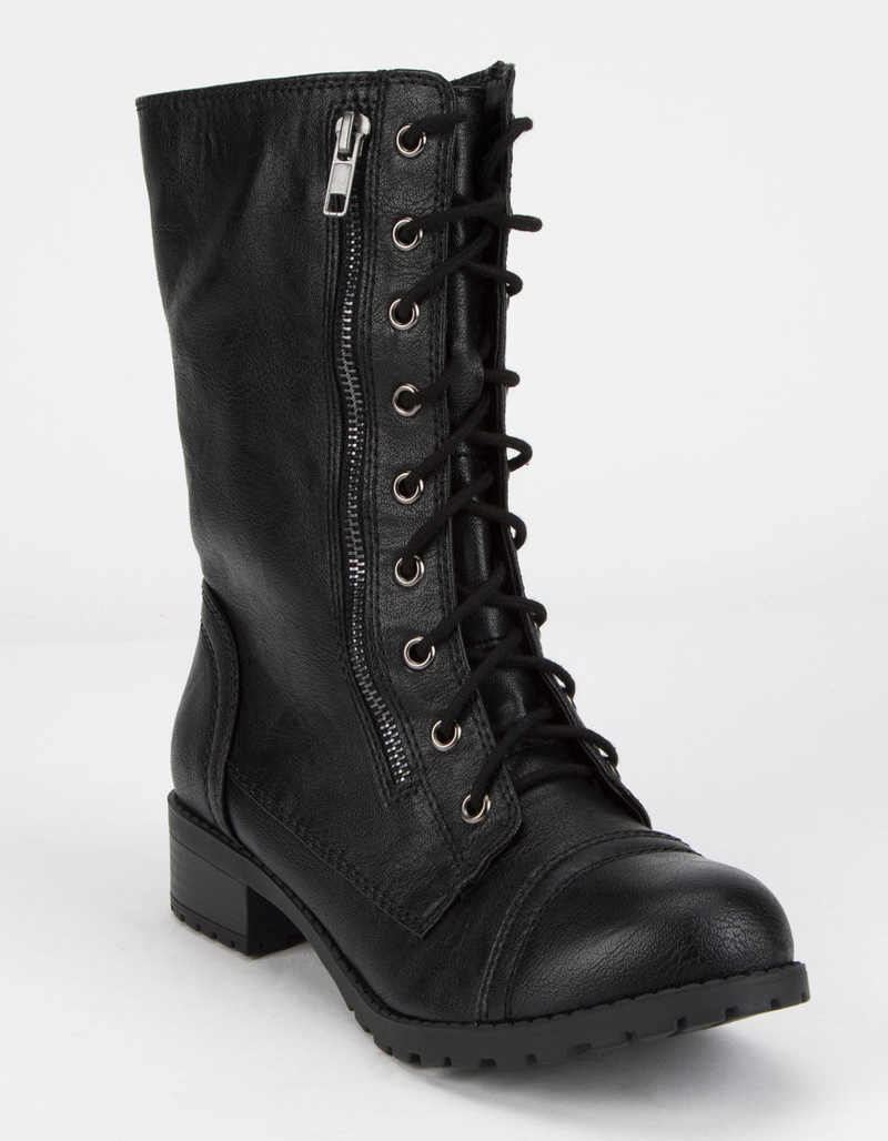 SODA Lace Up Black Womens Combat Boots image number 0