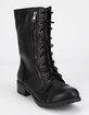 SODA Lace Up Black Womens Combat Boots image number 1