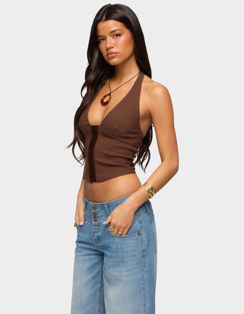 EDIKTED Alira Fringed Panel Halter Top image number 1