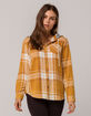 VANILLA STAR Hooded Mustard Womens Flannel Shirt image number 1