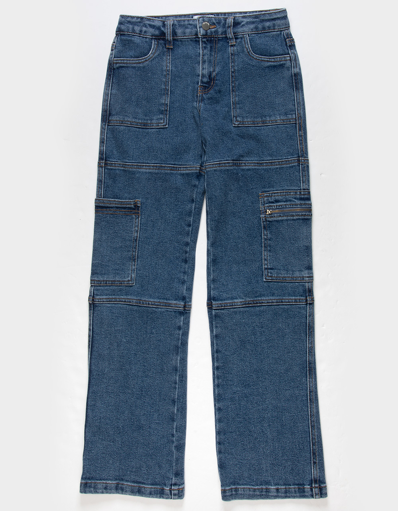 RSQ Girls Moto Cargo Wide Leg Jeans image number 4