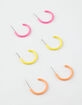 FULL TILT 3 Pairs Neon Mini Hoop Earrings