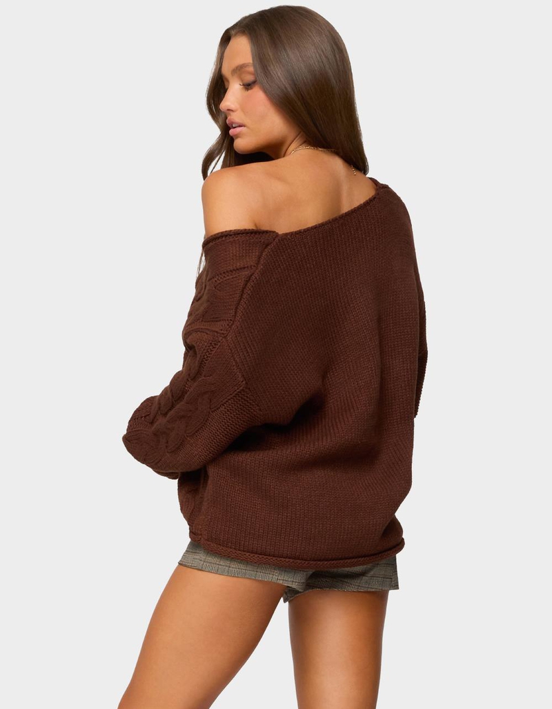 EDIKTED Inga Oversized Cable Knit Sweater image number 2