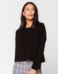 SKY AND SPARROW Ribbed Balloon Sleeves Black Womens Sweater image number 1