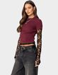EDIKTED Layered Lace Sleeve Tee image number 3