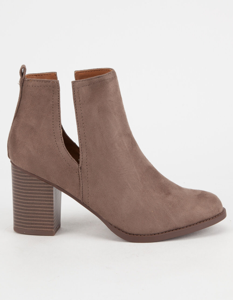 SODA Faux Suede Side Slit Womens Booties image number 1