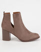 SODA Faux Suede Side Slit Womens Booties image number 2