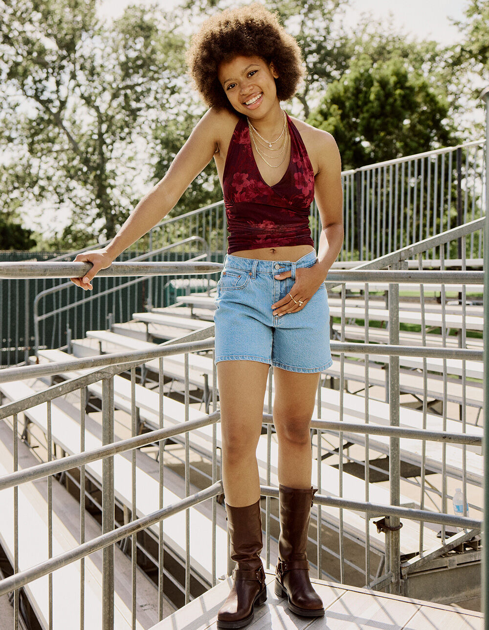 FULL TILT Floral Mesh Womens Halter Top - BURGUNDY | Tillys