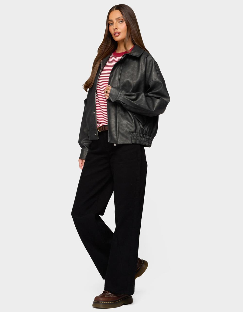 EDIKTED Mori Oversized Faux Leather Jacket image number 3