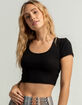 SKY AND SPARROW Textured Womens Black Open Back Top image number 1