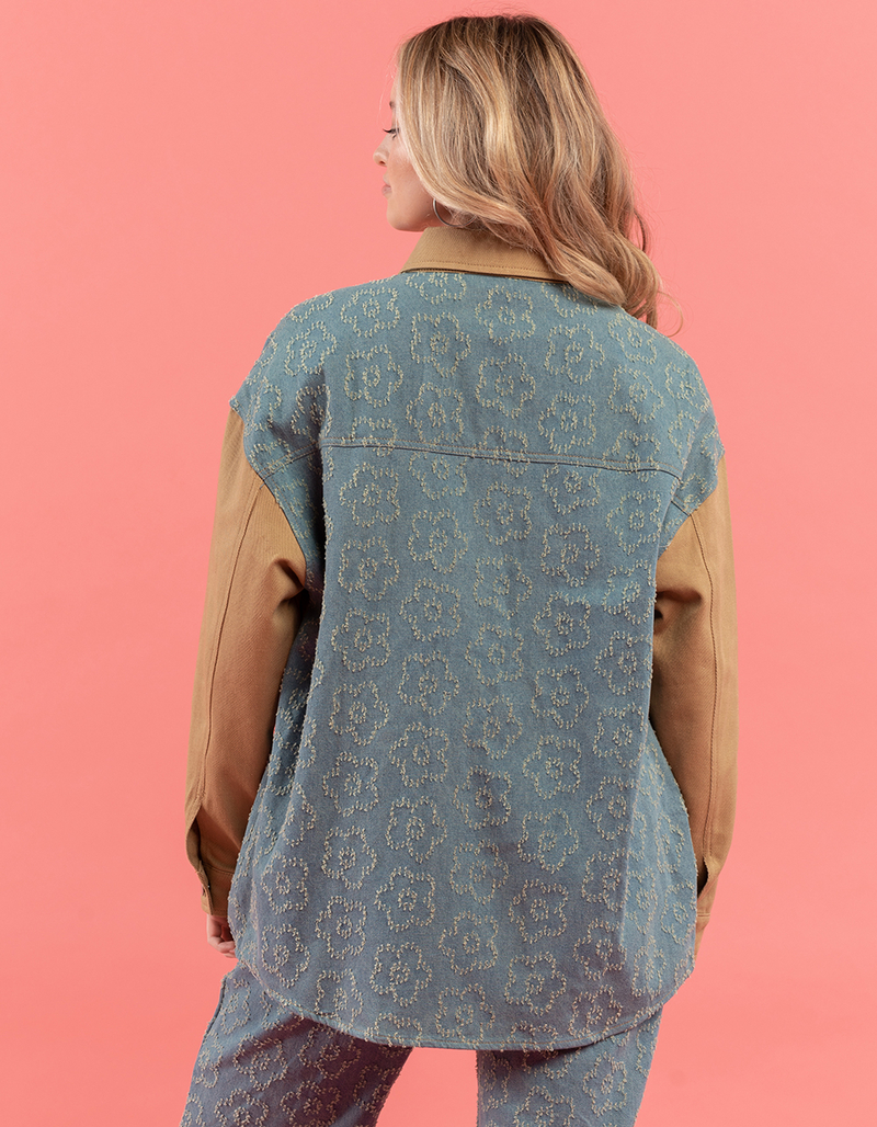 TRUEWRLD Floral Distress Colorblock Womens Shirt image number 2