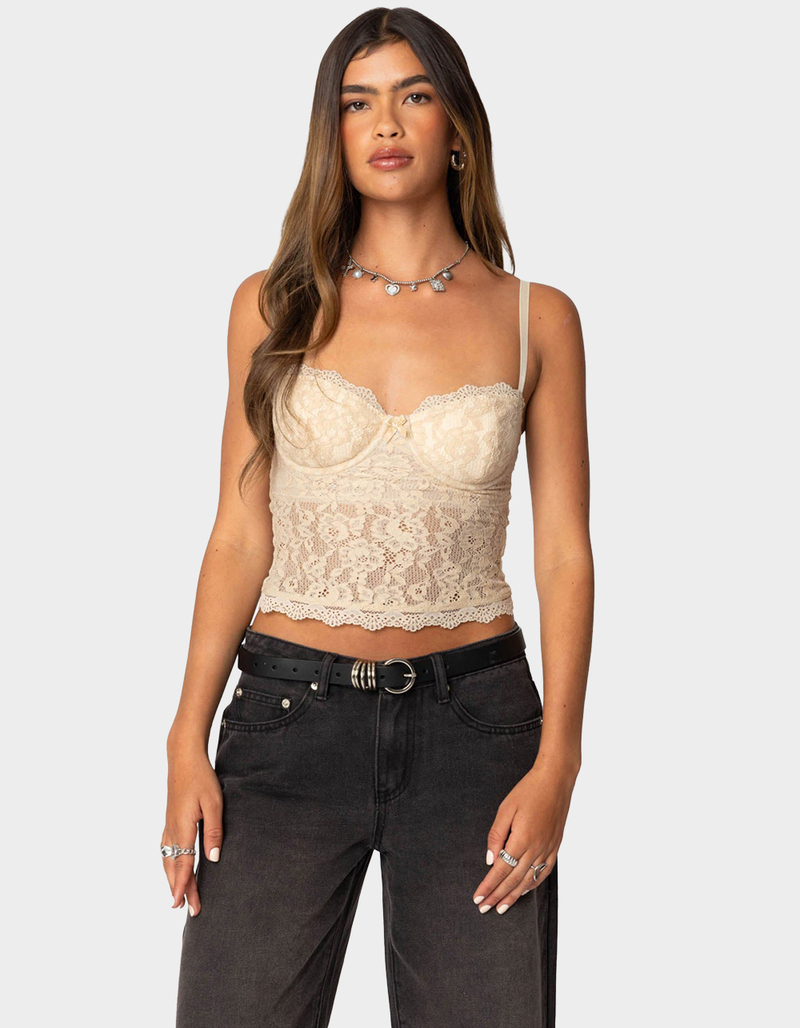 EDIKTED Charisma Sheer Lace Bra Top image number 0