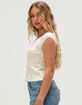 NECTAR CLOTHING Womens Wide Neck Pointelle Top image number 3