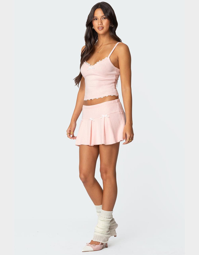 EDIKTED Easter Pleated Knit Mini Skirt image number 2