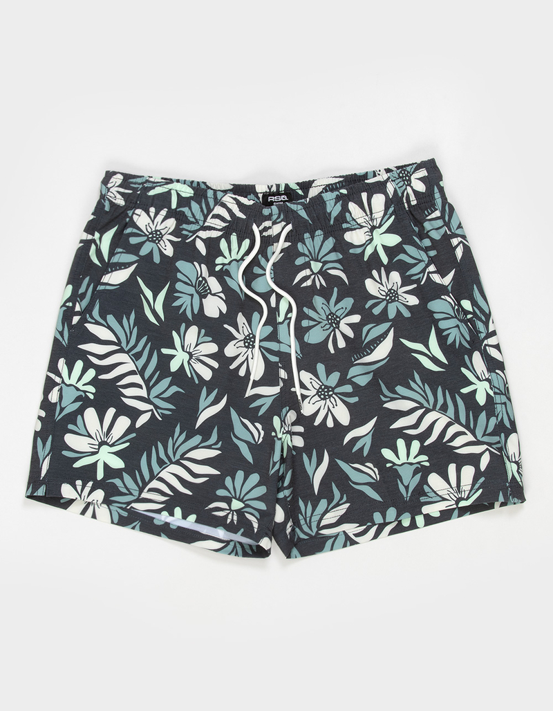 RSQ Mens Floral Leaves 5" Swim Shorts image number 0