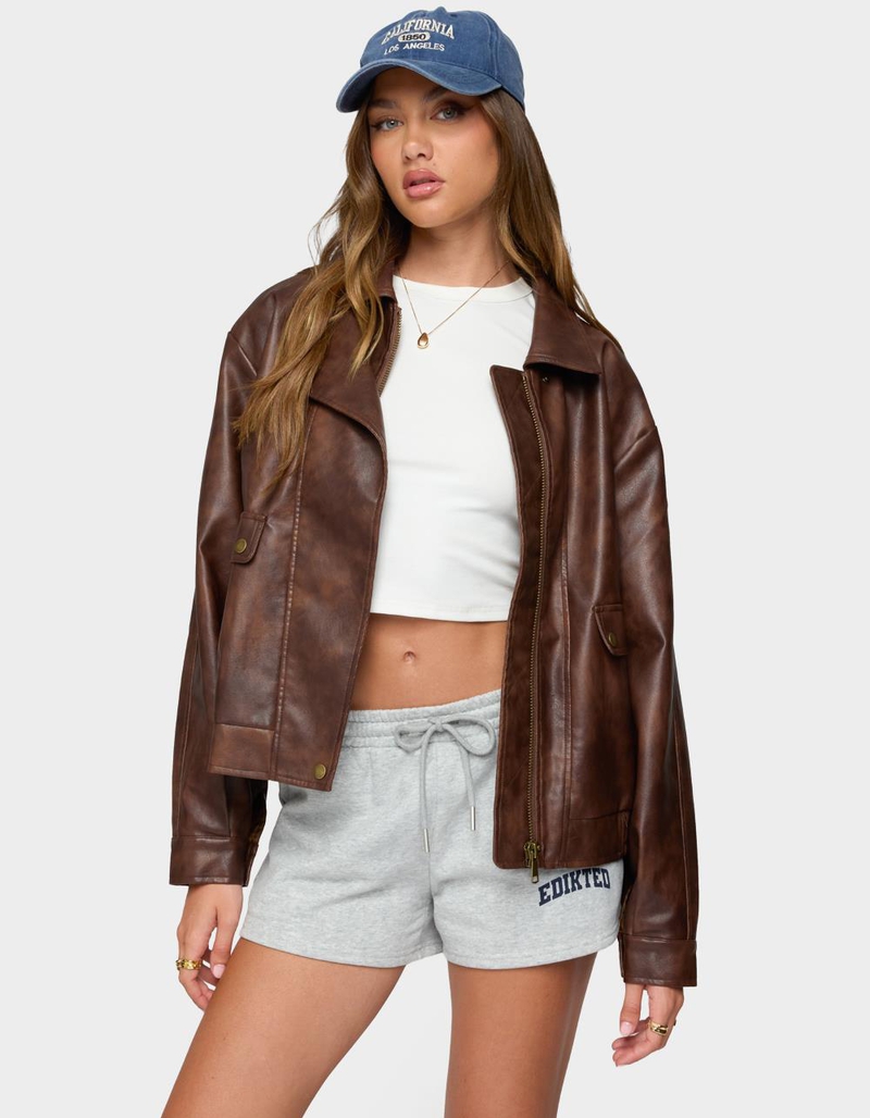 EDIKTED Ardella Oversized Faux Leather Jacket image number 0