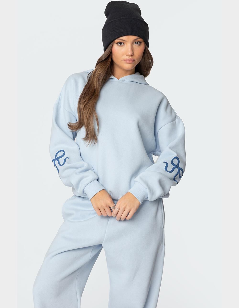 EDIKTED Bonney Bow Detail Hoodie - BLUE | Tillys