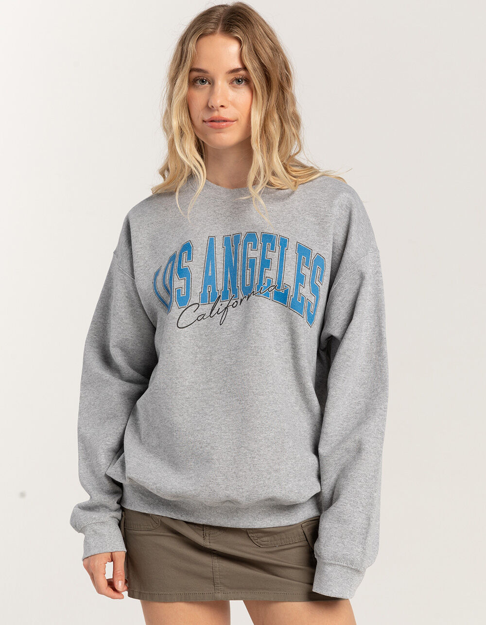 LOS ANGELES California Script Unisex Crewneck Sweatshirt - HEATHER