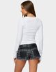 EDIKTED Kuini Ribbed Long Sleeve Tee image number 3
