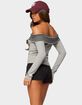 EDIKTED Leetal Stripey Foldover Knit Top image number 3
