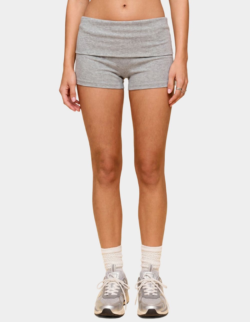 EDIKTED Audrea Ribbed Foldover Biker Shorts image number 0