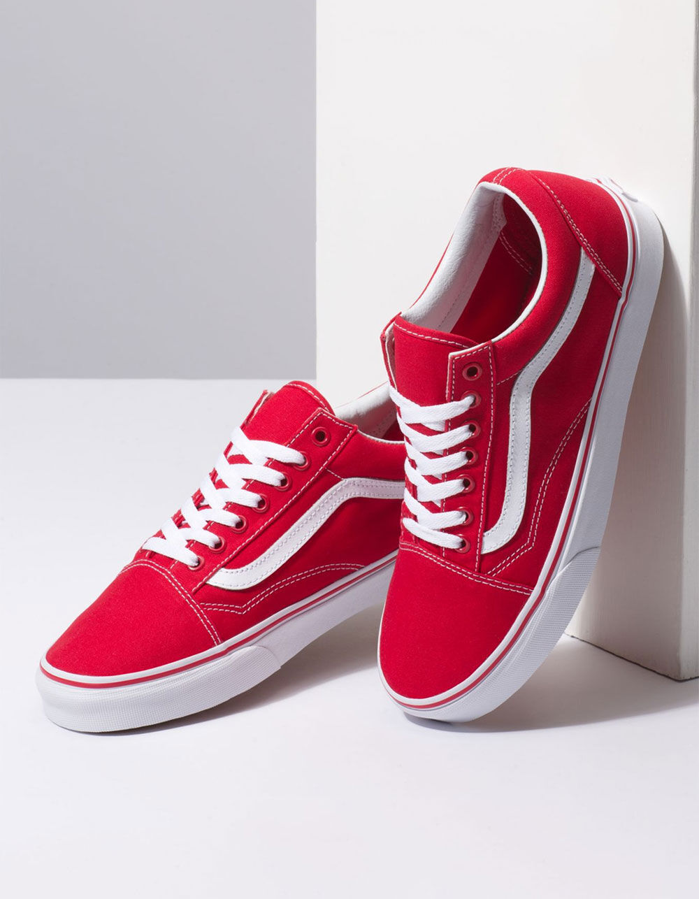 vans old skool formula red & white canvas skate shoes