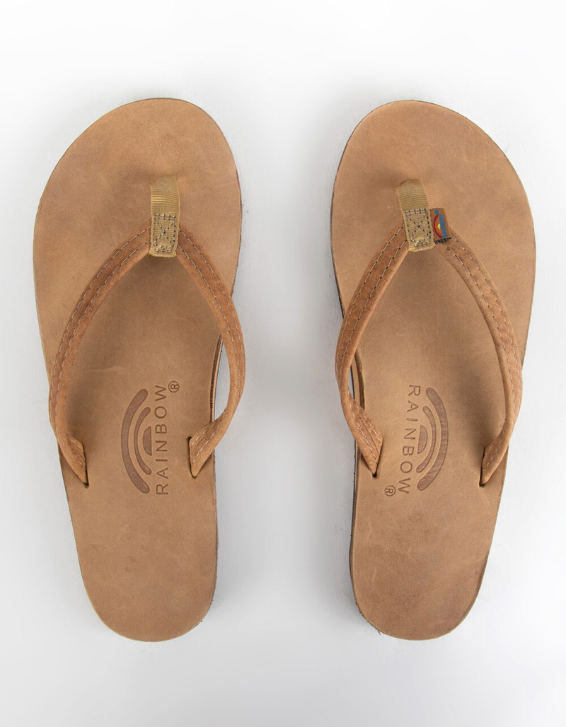 RAINBOW Luxury Leather Single Layer Narrow Strap Womens Sandals image number 1