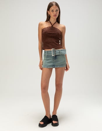 WEST OF MELROSE Womens Belted Micro Skort Primary Image
