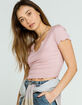 DESTINED Split Neck Lettuce Edge Womens Light Amethyst Top image number 1