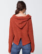 RSQ Chenille Hooded Split Back Rust Womens Sweater image number 3