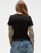FULL TILT Leopard Sleeves Womens Long Sleeve 2fer Tee image number 3