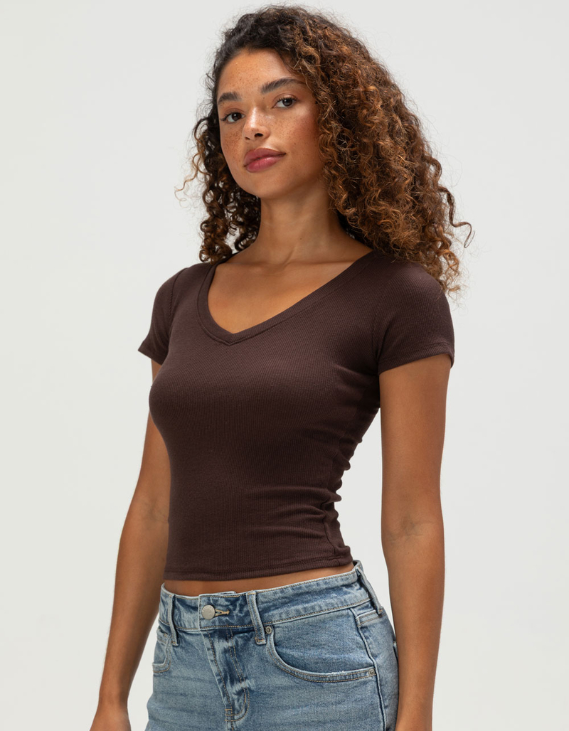 TILLYS V-Neck Rib Womens Tee image number 2
