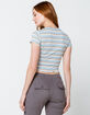 SKY AND SPARROW Stripe Womens Light Blue Baby Tee image number 3