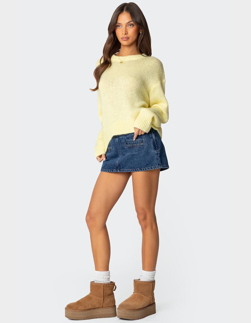 EDIKTED Kyrah Oversized Knit Sweater - YELLOW | Tillys