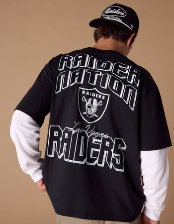 THE WILD COLLECTIVE Las Vegas Raiders Mens Long Sleeve Boxy 2fer Tee Primary Image
