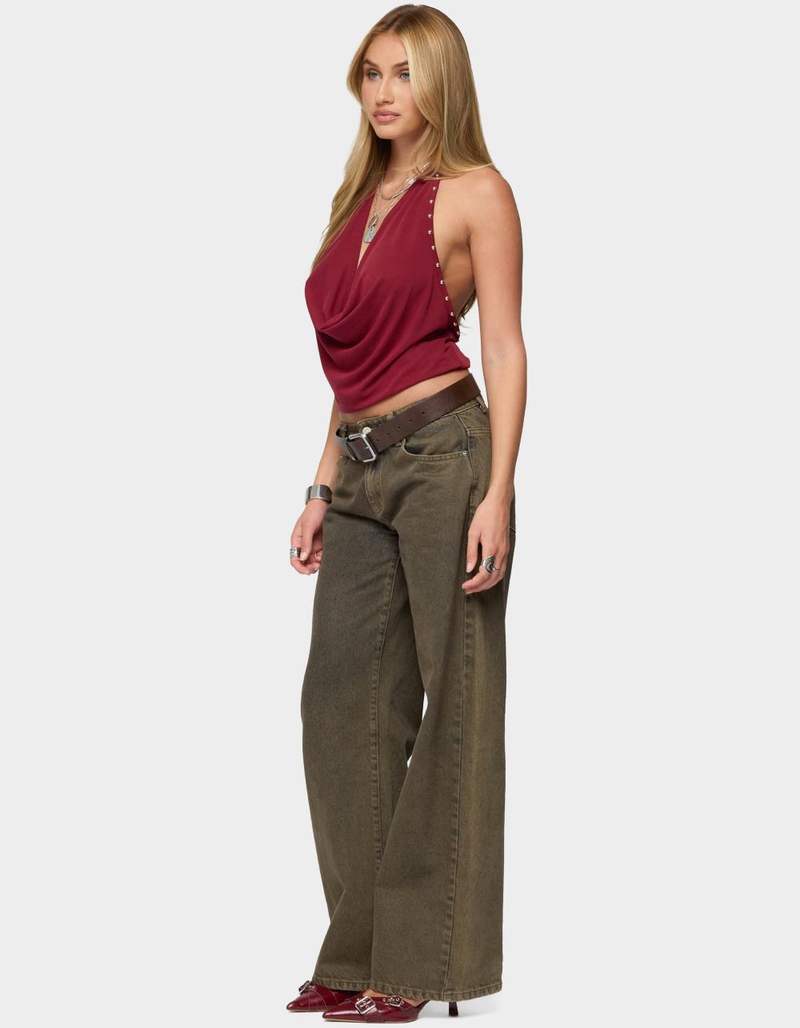 EDIKTED Irina Stud Cowl Neck Halter Top image number 3