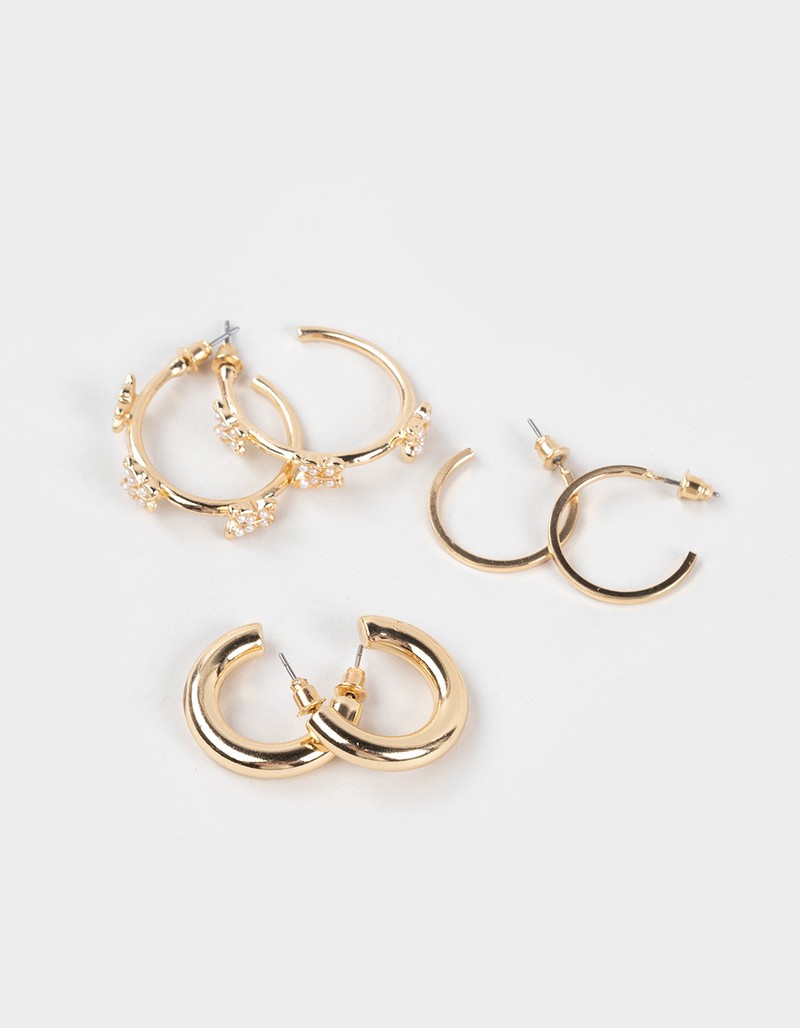 FULL TILT 3 Pack Butterfly Hoop Earrings image number 0